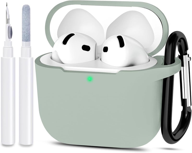 ATUAT Compatible with AirPods 4 Case Cover, Protective Silicone Skin Accessories with Keychain for Women Men for Apple AirPods 4th Generation Case(2024), Front LED Visible, Fog - Image 1